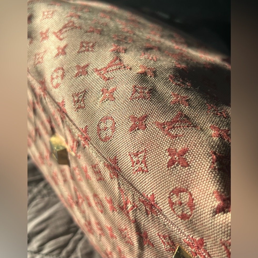 RARE vintage LV denim burgundy Josephine mini Lin. - Picture 12 of 14